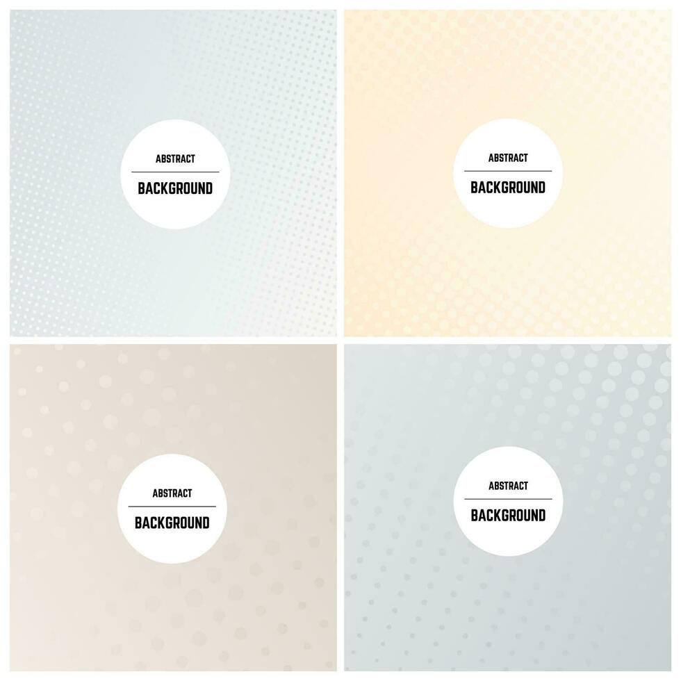 Set of four monochrome background with dots and halftone effect. Vector illustration.