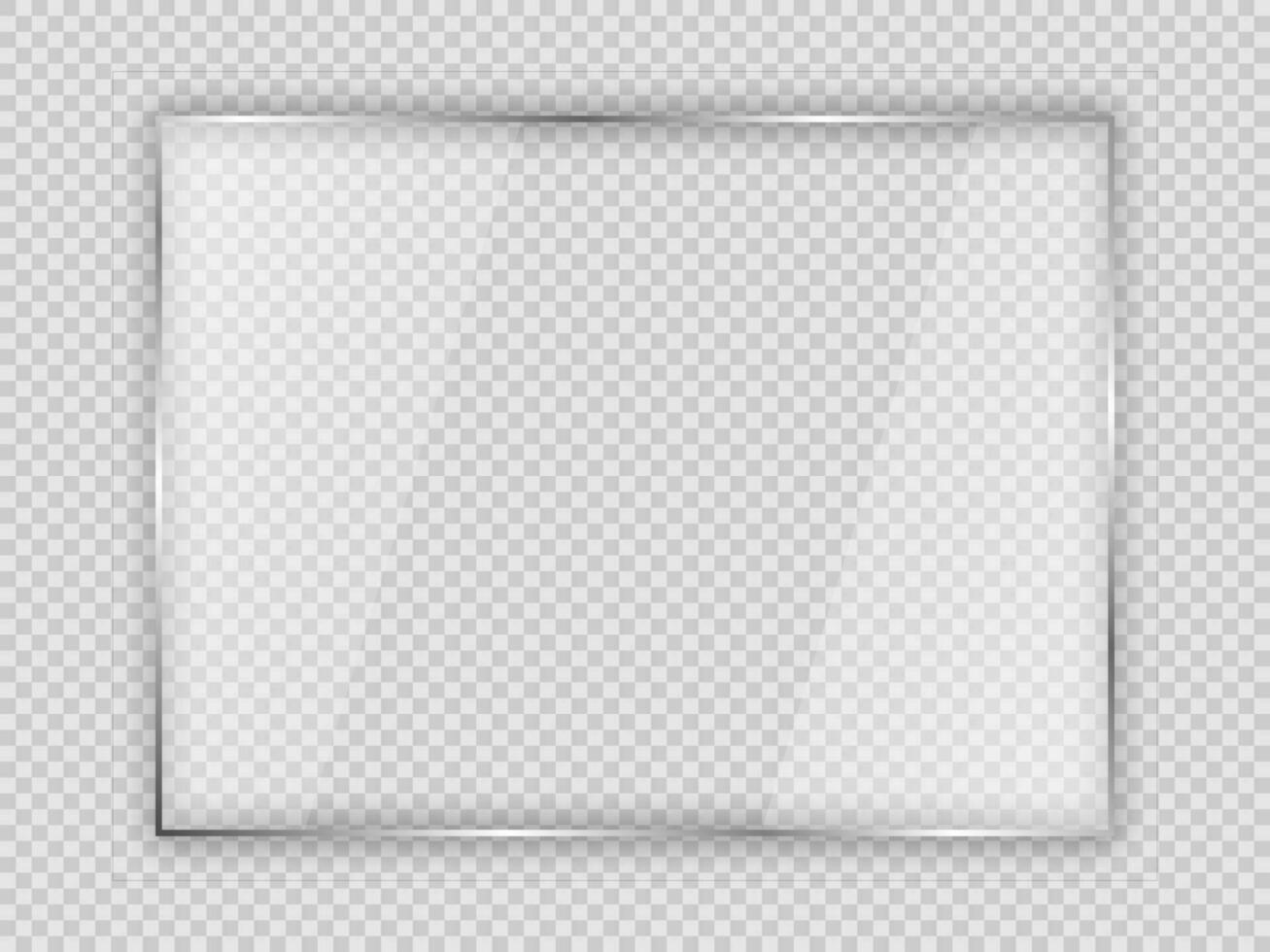 Glass plate in rectangle frame isolated vector