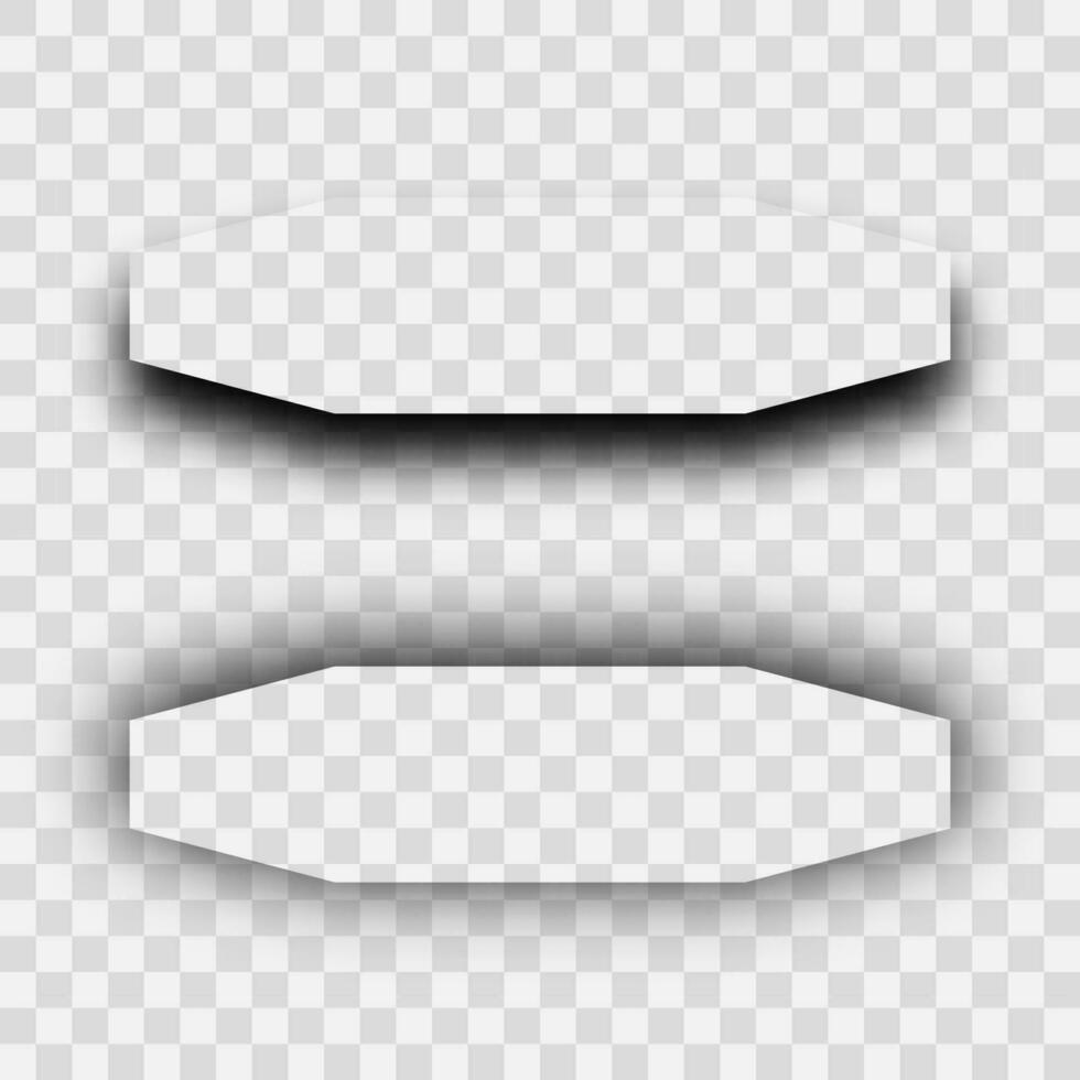 Dark realistic shadow. Set of two horizontal shadows isolated on background. Vector illustration.