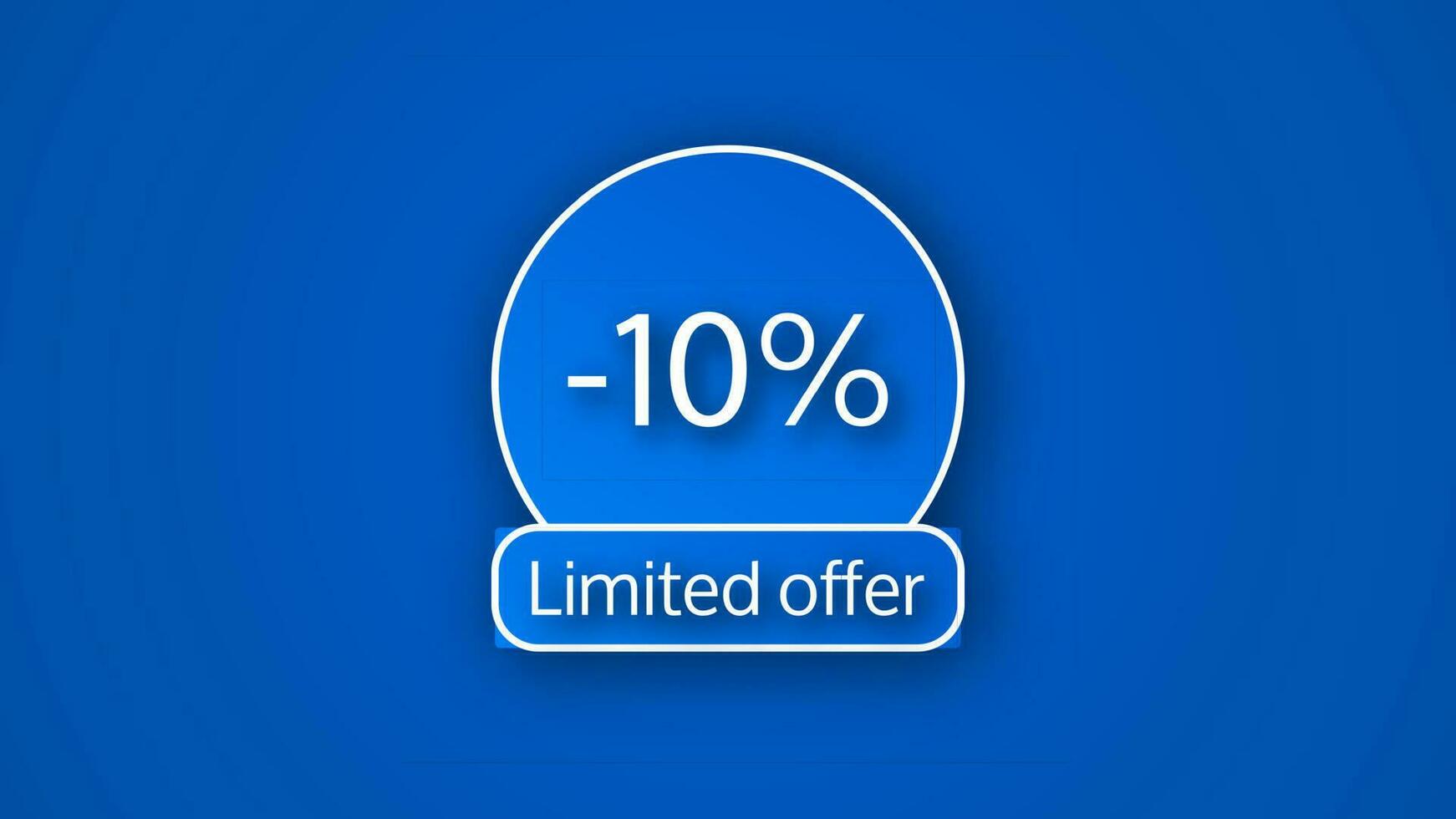 Blue limited offer banner with a 10 discount . White numbers on blue backgrounds with shadow vector