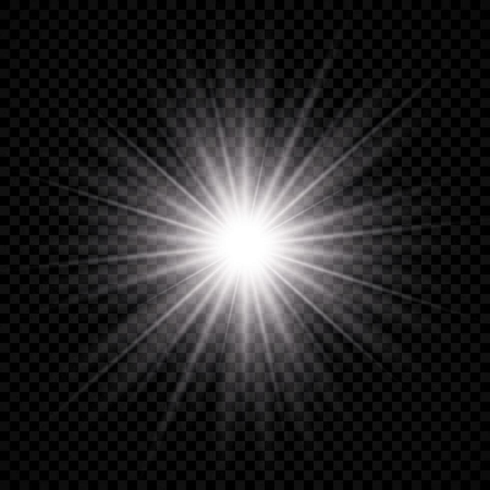 ligero efecto de lente llamarada. blanco brillante ligero explota con Starburst efectos y destellos en un antecedentes. vector ilustración