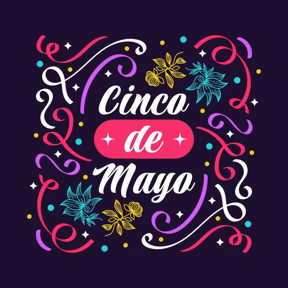 Colorful Cinco de Mayo Lettering. Can be Used for Banner, Poster, and Greeting Card vector