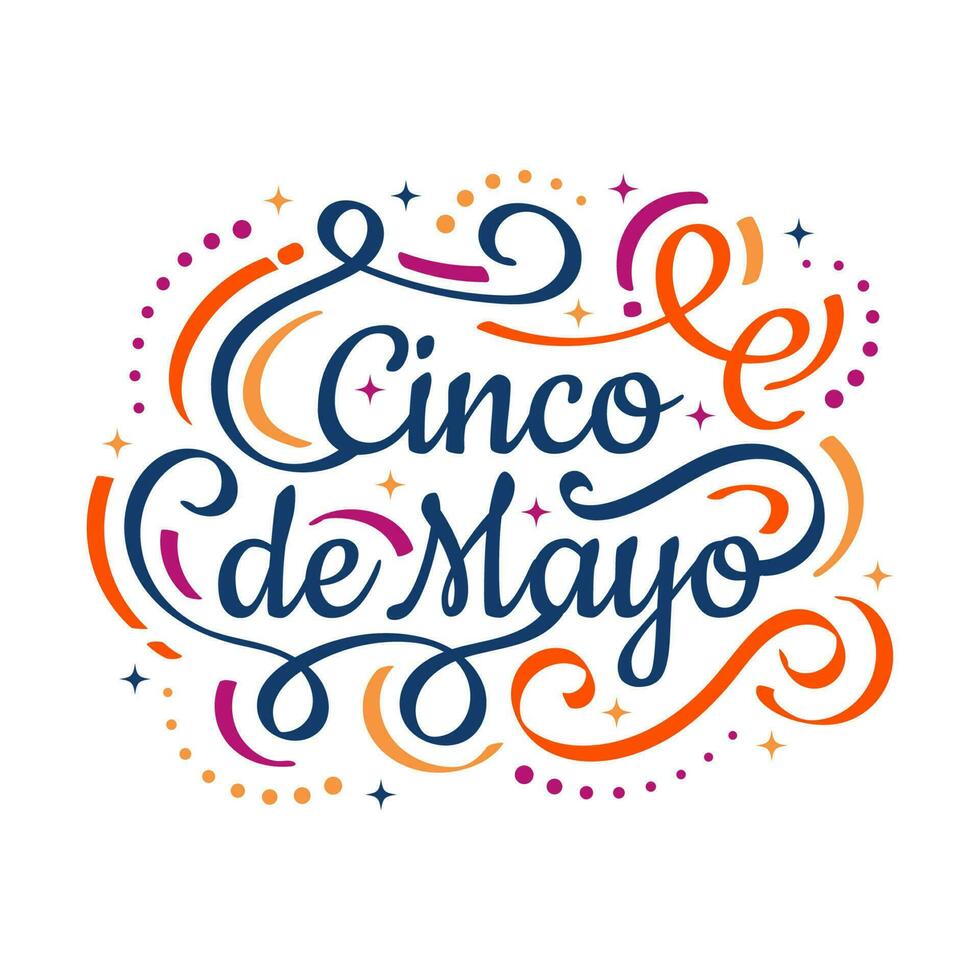 Colorful Cinco de Mayo Lettering. Can be Used for Banner, Poster, and Greeting Card vector