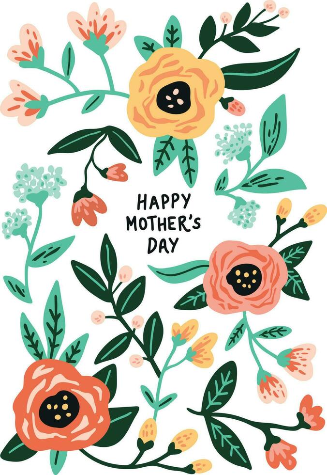Mother Day Flower Card vector