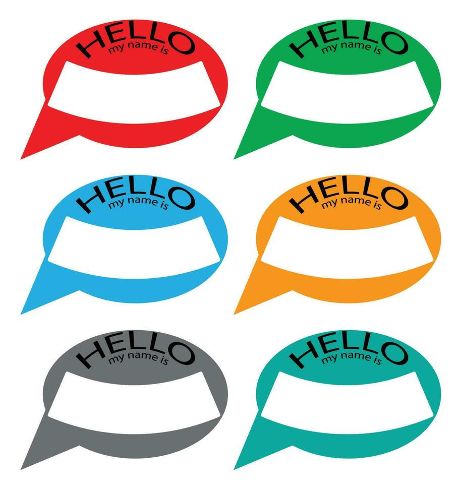 Hello my name is sticker badge set color vector