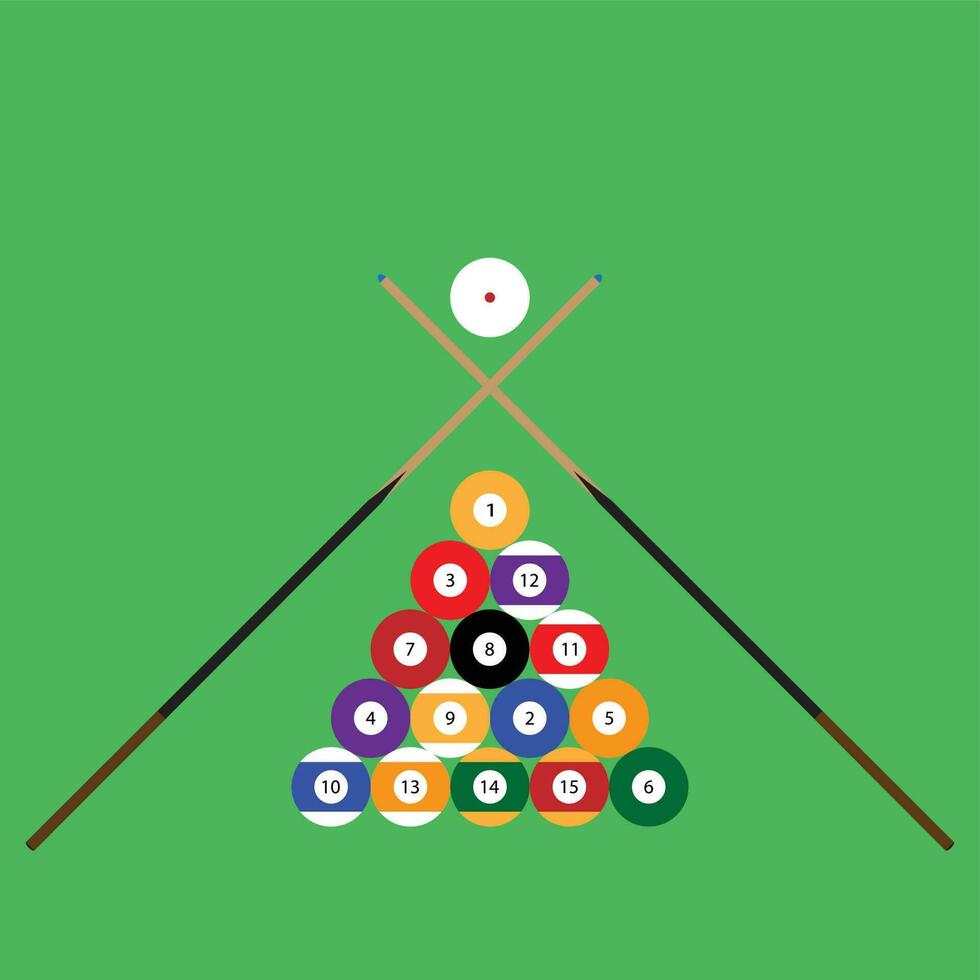 Snooker ball set of objects cue vector