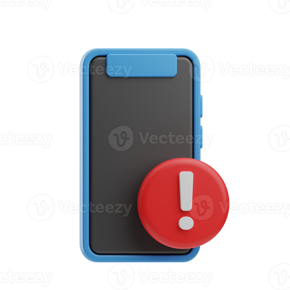 social meios de comunicação exclamação erro telefone 3d ilustração png