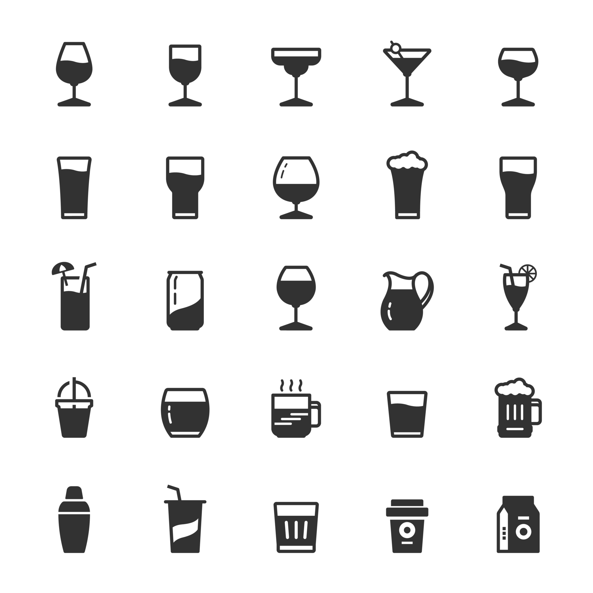 Icon set glass and beverage 23220390 PNG