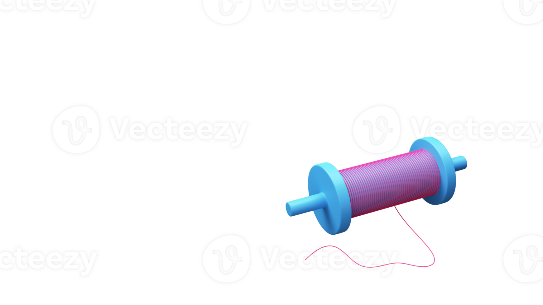 3D Render Of String Spool Element In Blue And Pink Color. png