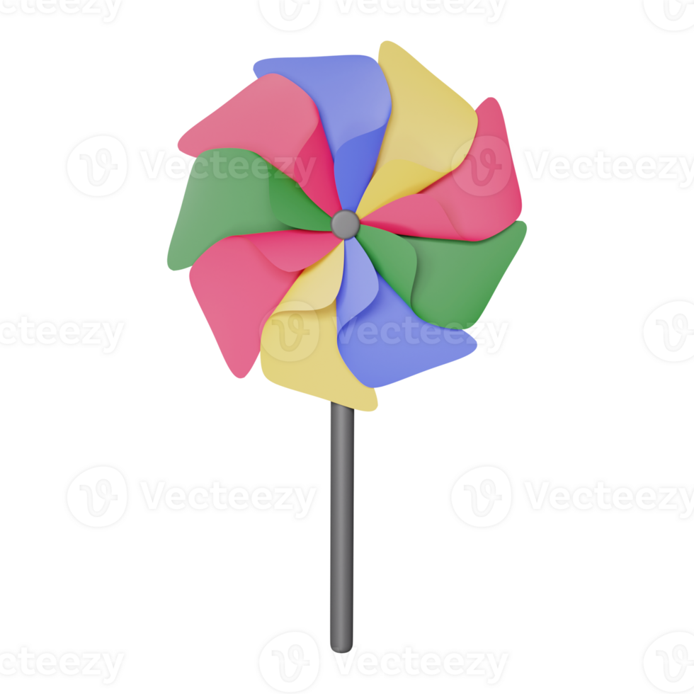 3D Render Of Colorful Pinwheel Icon. png