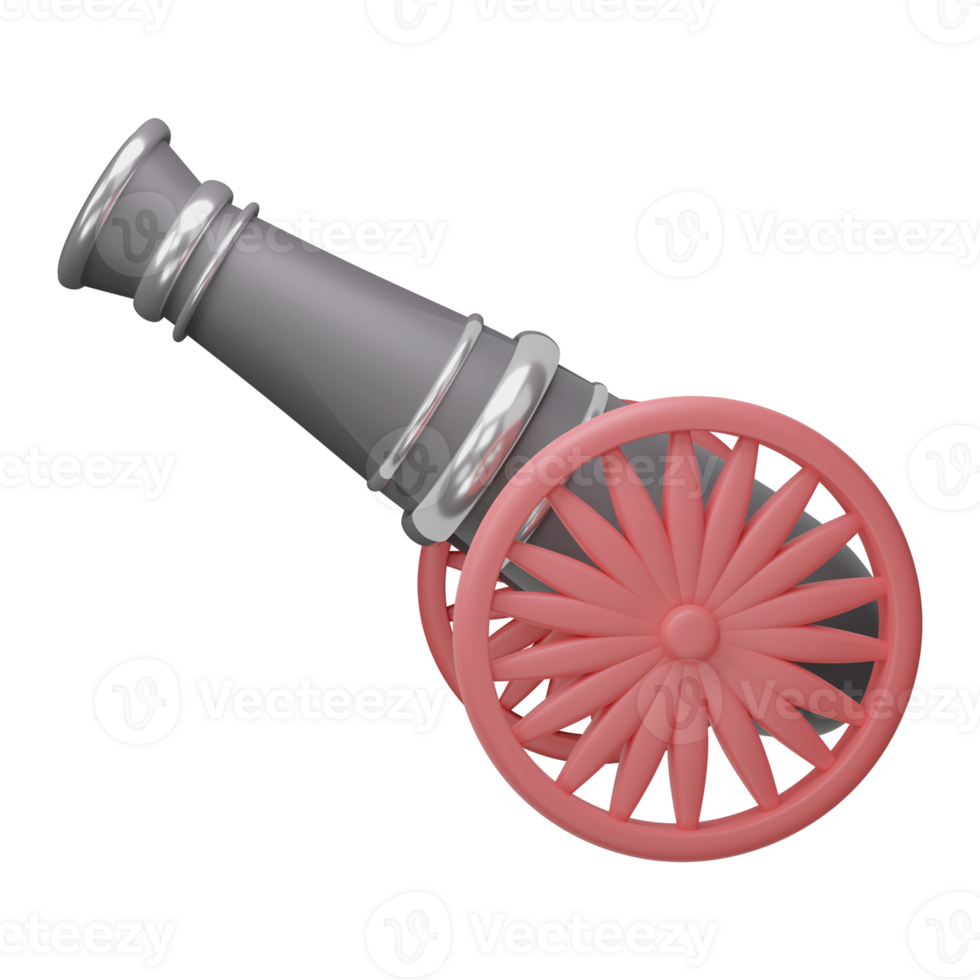 3D Render Of Cannon Icon In Grey And Pink Color. png