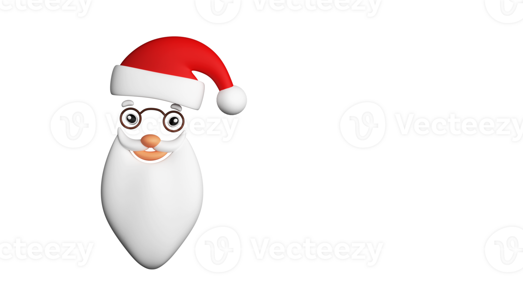3D Render Of Creative Santa Claus Face Wear Top Hat Element. png