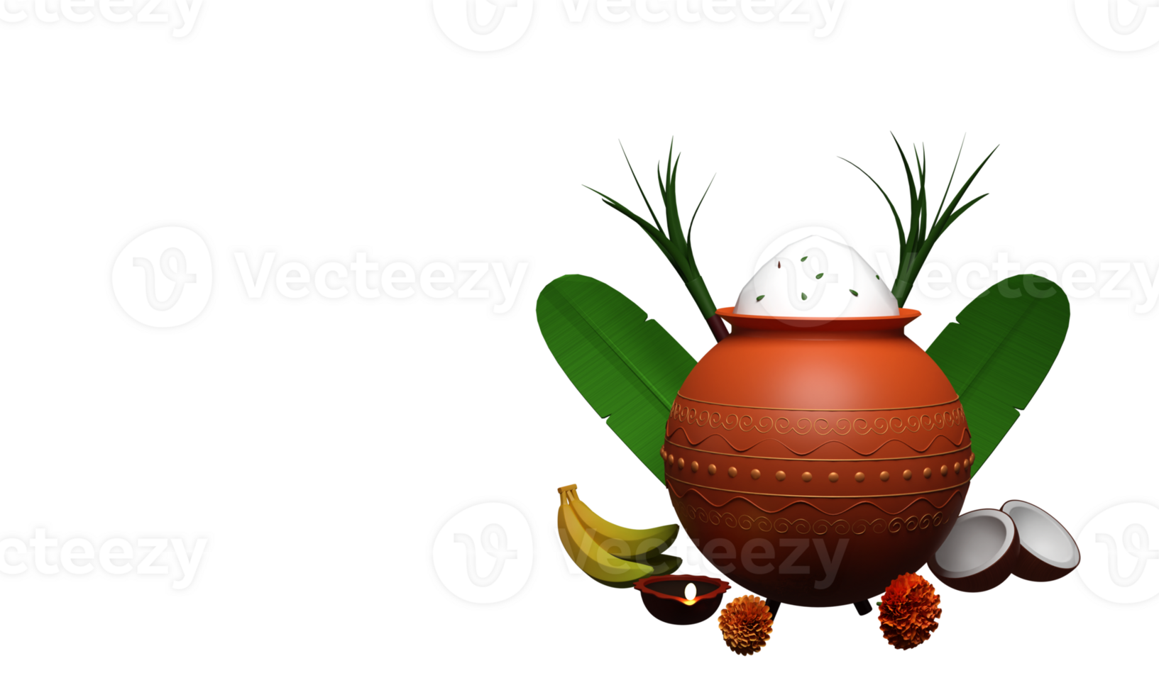 3D Render Pongal Festival Elements And Copy Space Against Background. 23220472 PNG