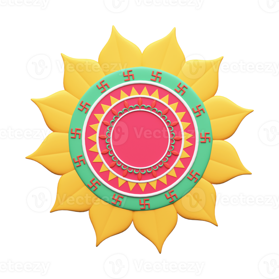Circular Swastik Design Sunflower Colorful Icon In 3D Rendering. png