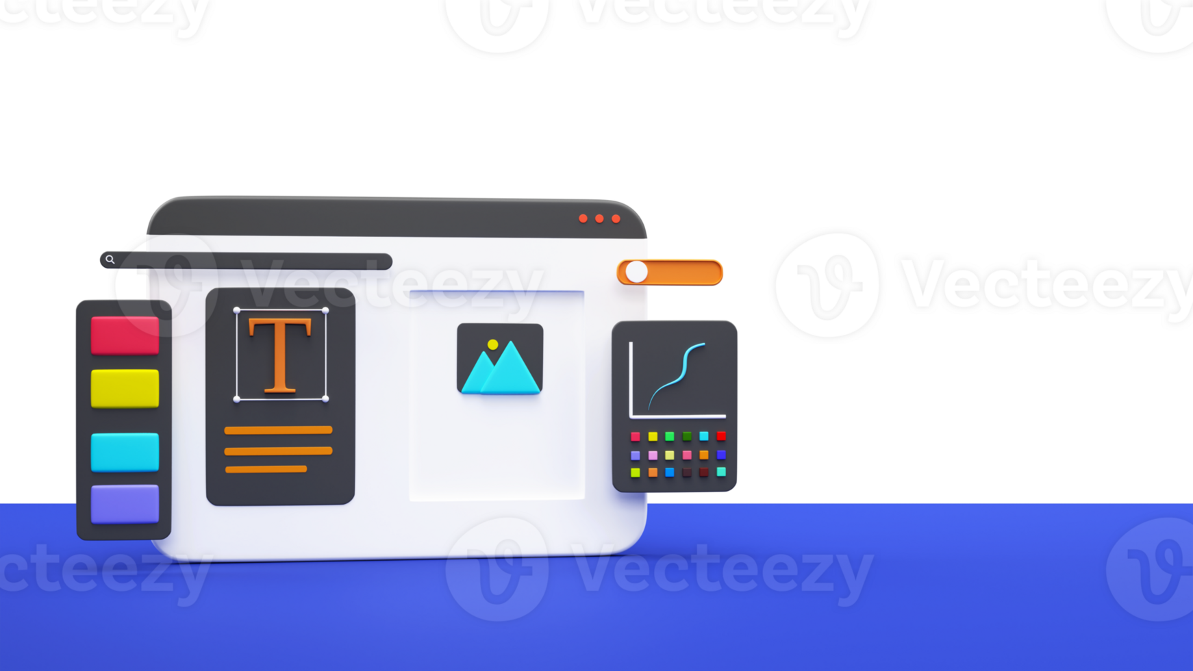 3D Graphic Designing Screen Against Background And Copy Space. png