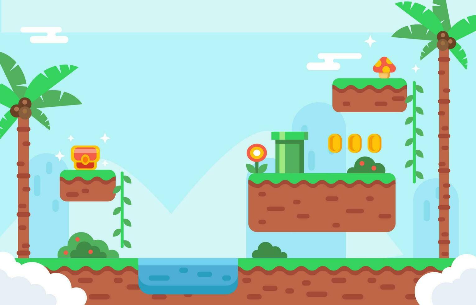 Game Design Background in Flat Style vector