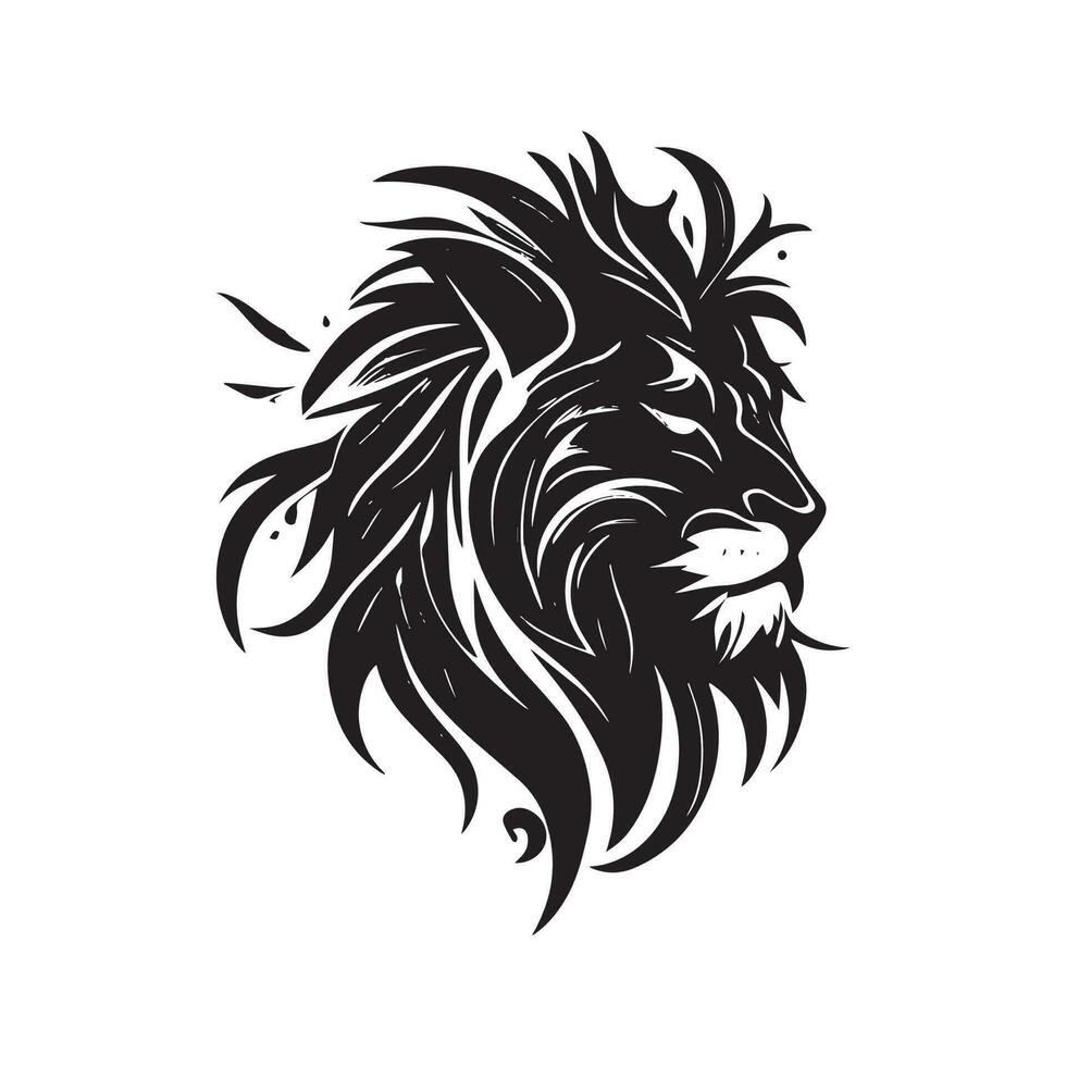 Stylish black lion logo on a white background - Vector
