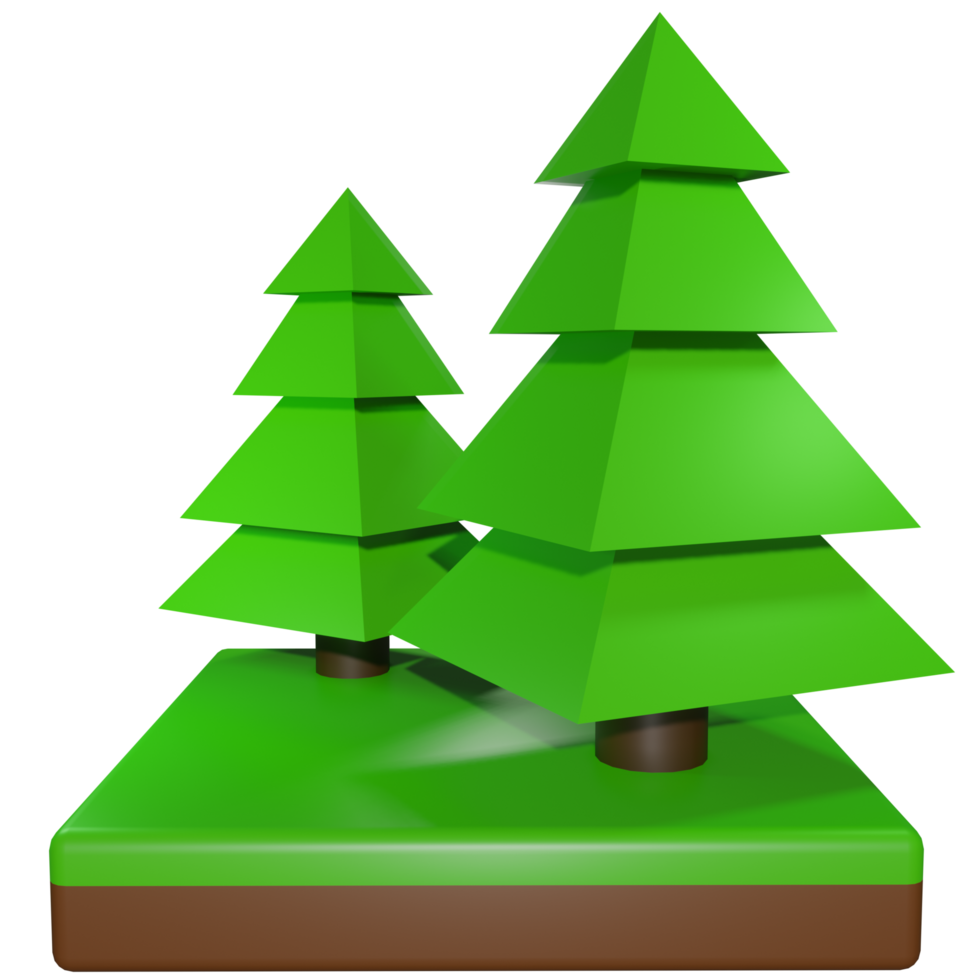3D Low Poly Tree Illustration png