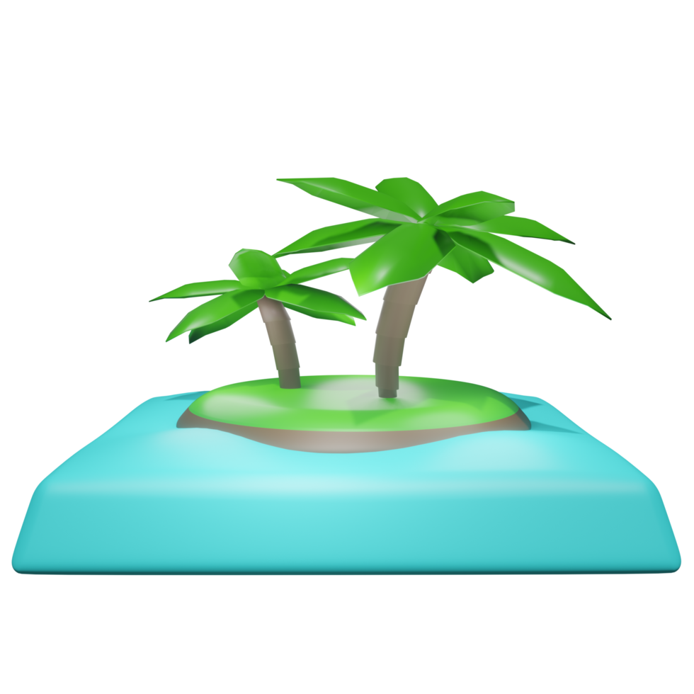 3D Low Poly Coconut Tree on Island png