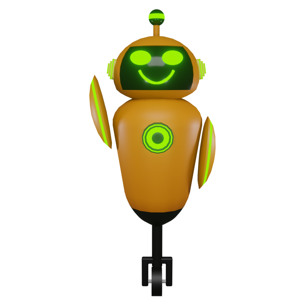 3D Robot Illustration Waving Hand and Smile Expression png