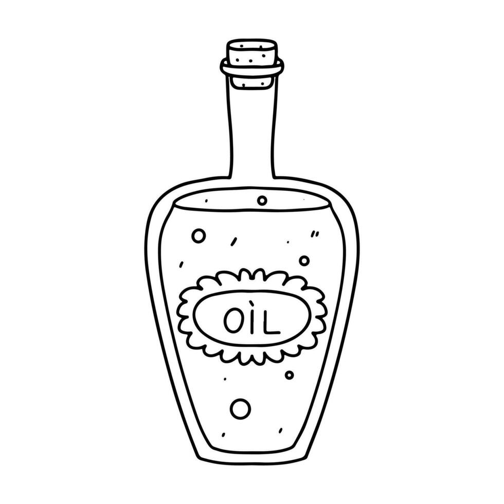 aceituna petróleo en vaso lanzador en mano dibujado garabatear estilo. vector ilustración aislado en blanco antecedentes.