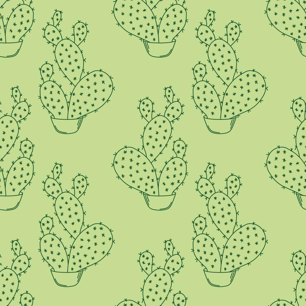 sin costura modelo con cactus en ollas describir, Opuntia microdasys vector