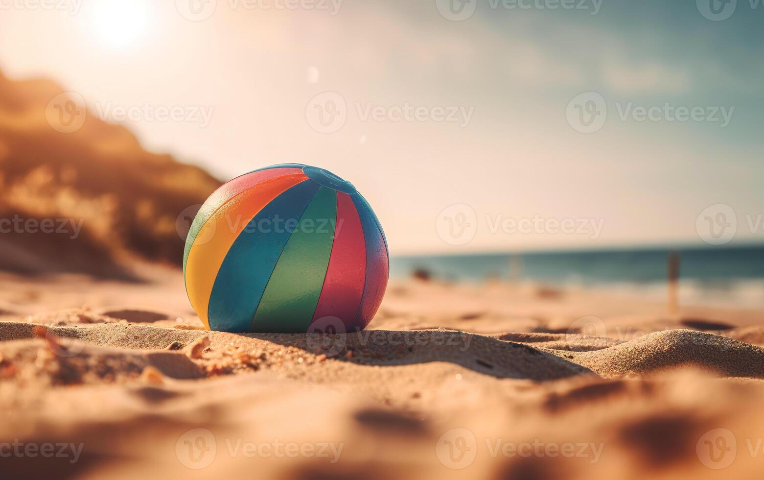 vistoso playa pelota en el Dom. verano vibras. generativo ai. foto