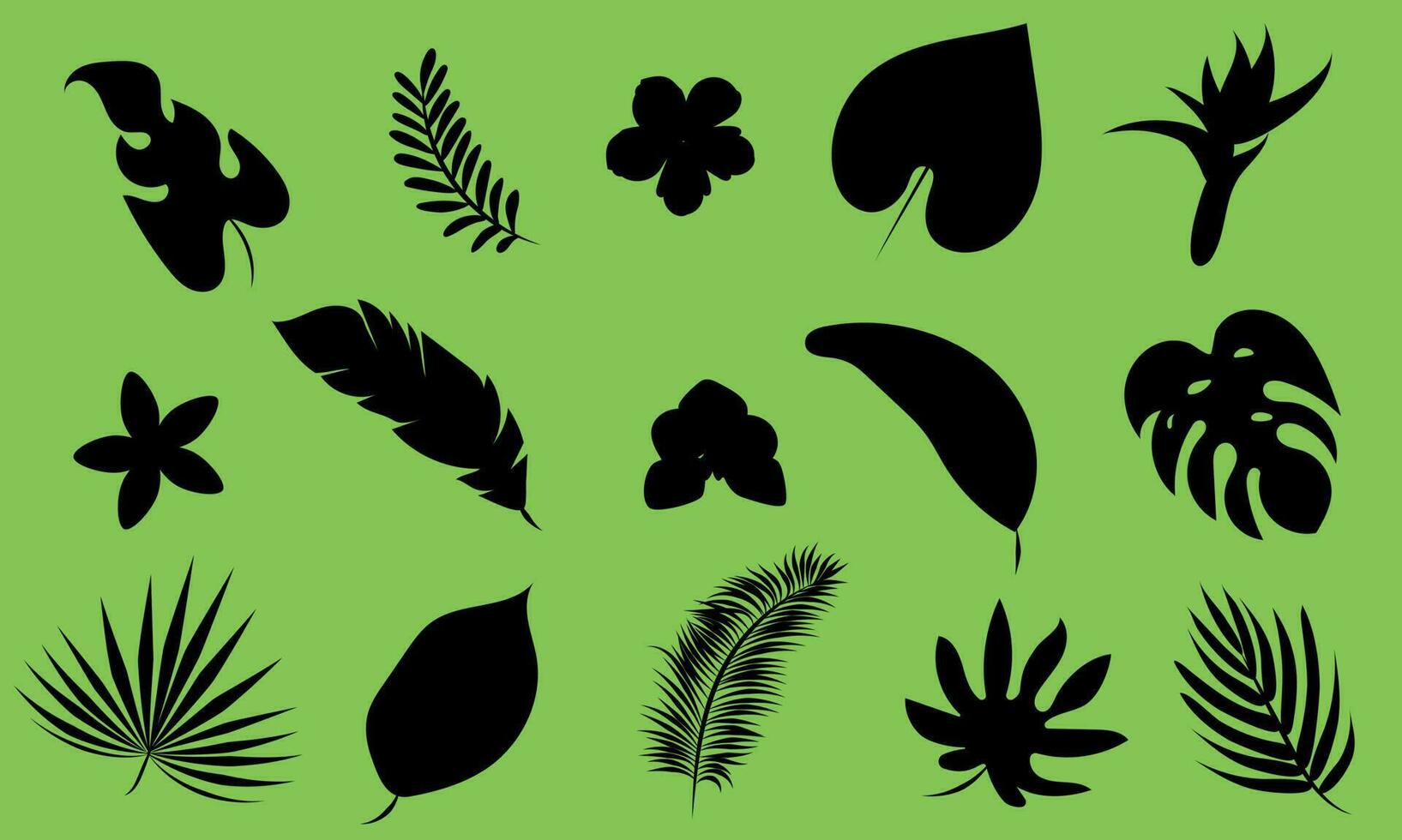 A set of tropical leaf silhouettes for design vector