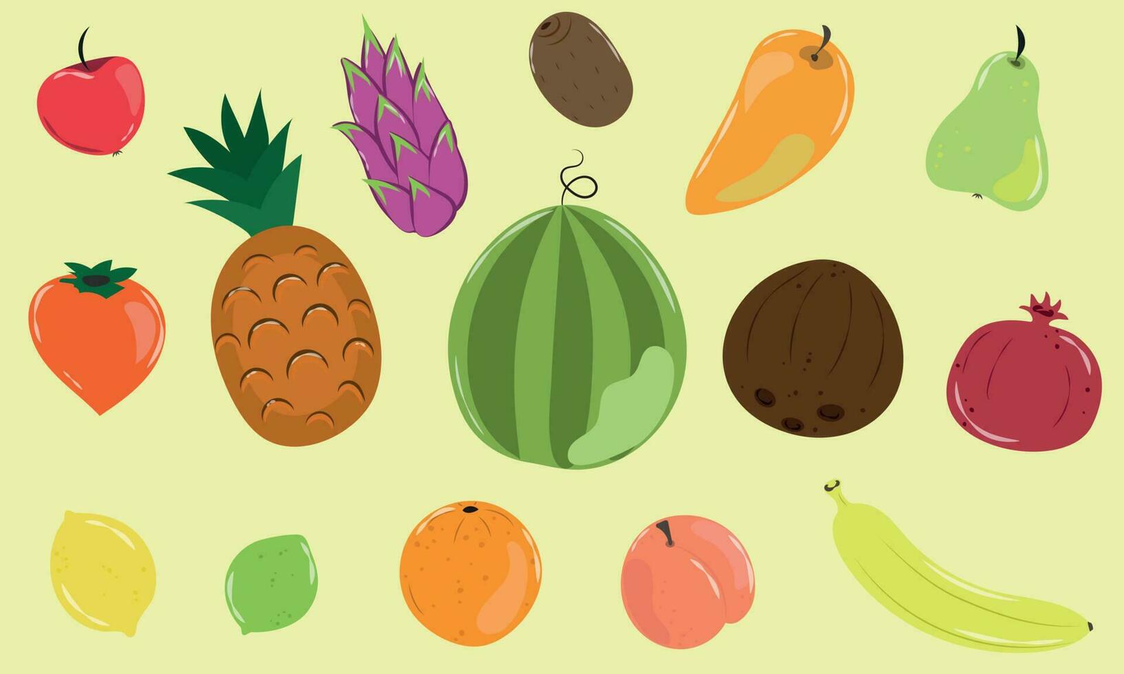 A large set of various mouth-watering fruits vector