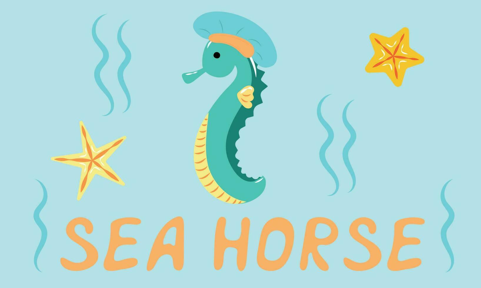 Funny seahorse in a beret vector