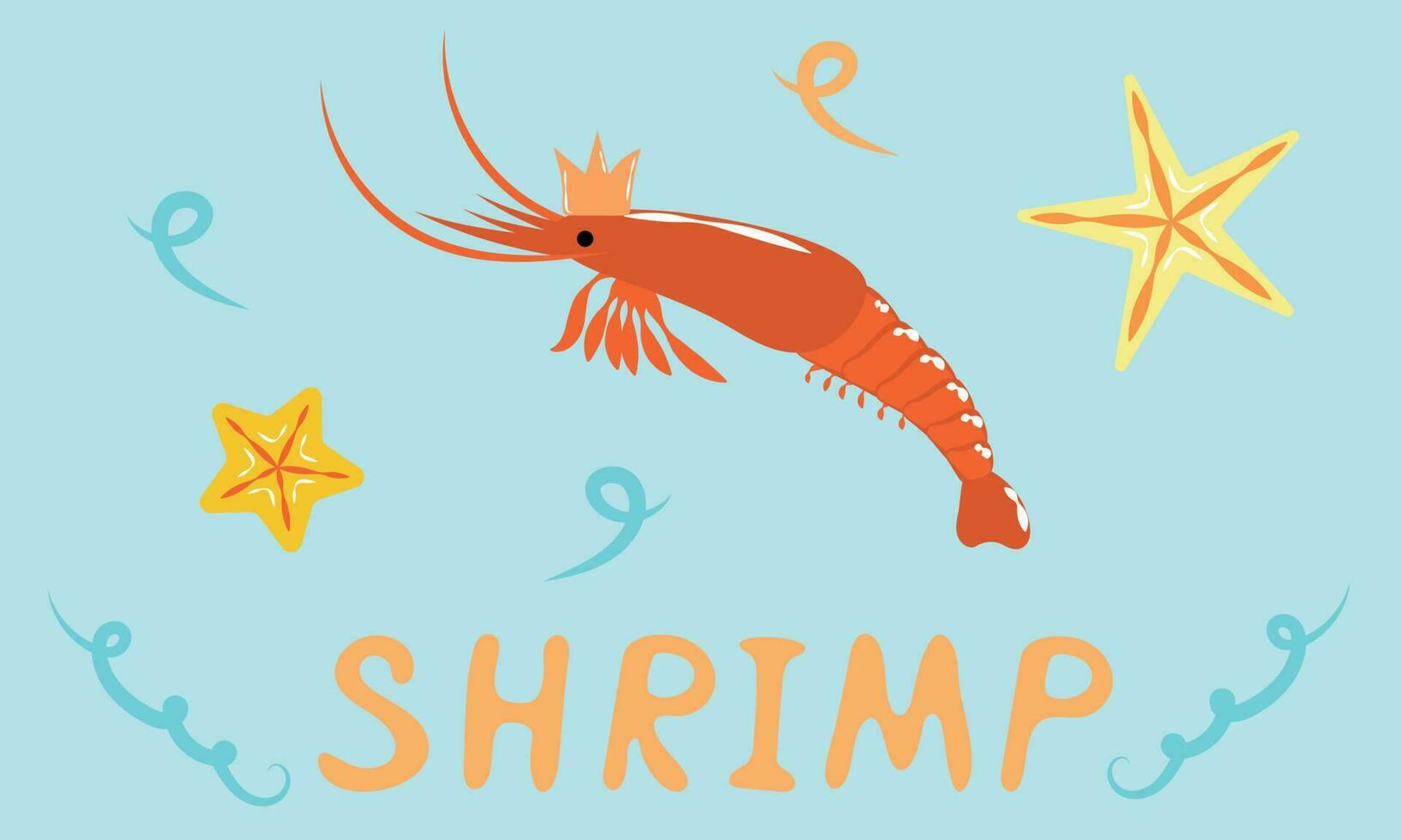 Funny shrimp in a crown with a painted name vector