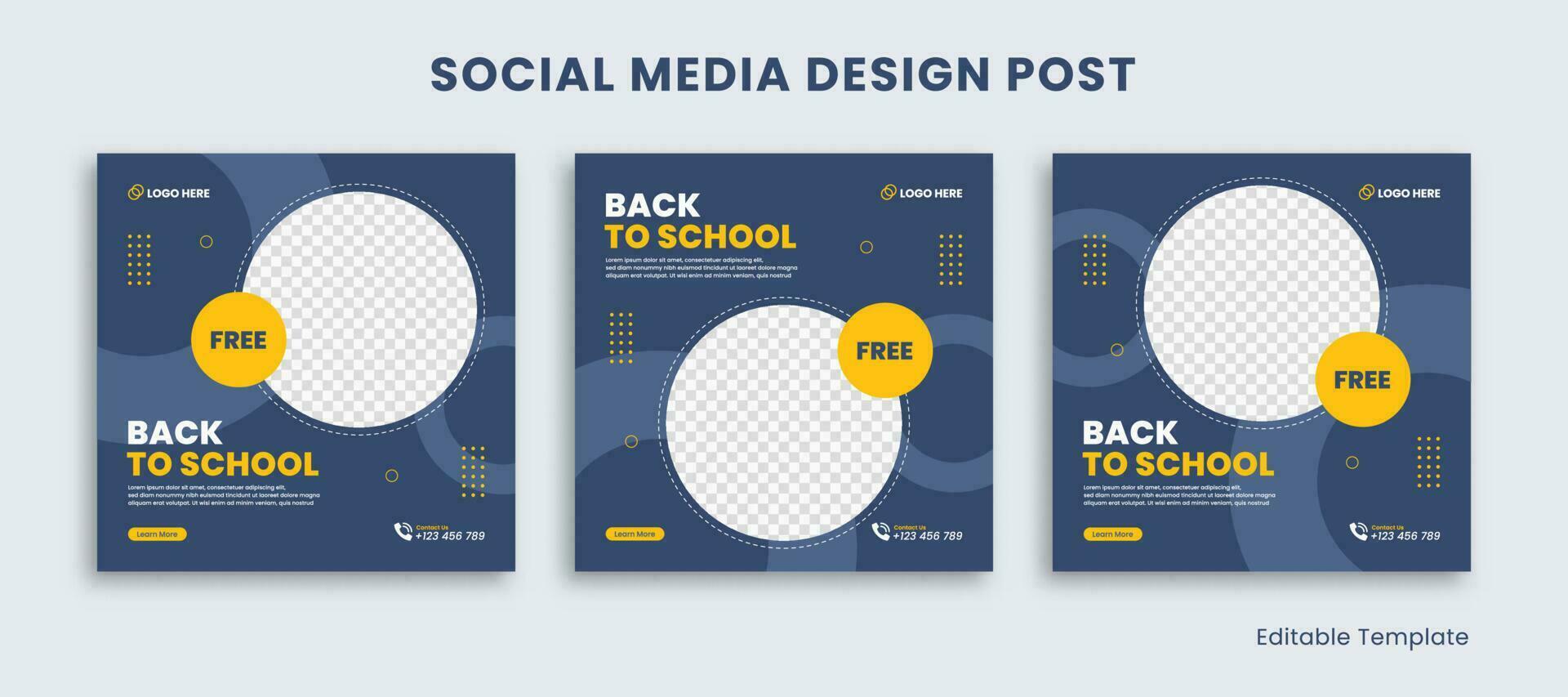 Set of Editable Template Social Media Design Post with Circle Shape in Minimalist Style. Suitable For Sale Banner, Ads, Promotions, Product, Business, School, Tech, Furniture, Fashion vector