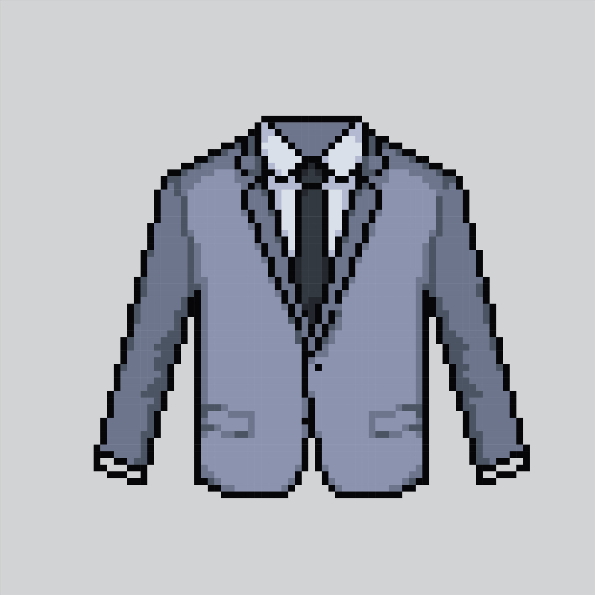 Mask pixel art suit. grey pixelated suit jacket coat design for logo, web,  mobile app, badges and patches. Video game sprite. 8-bit. Isolated vector  illustration. 23220886 Vector Art at Vecteezy