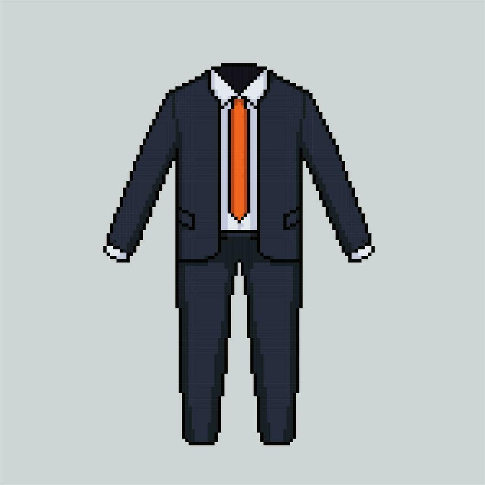 máscara píxel Arte traje. gris pixelado traje chaqueta Saco diseño para logo, web, móvil aplicación, insignias y parches vídeo juego duende. 8 bits. aislado vector ilustración.