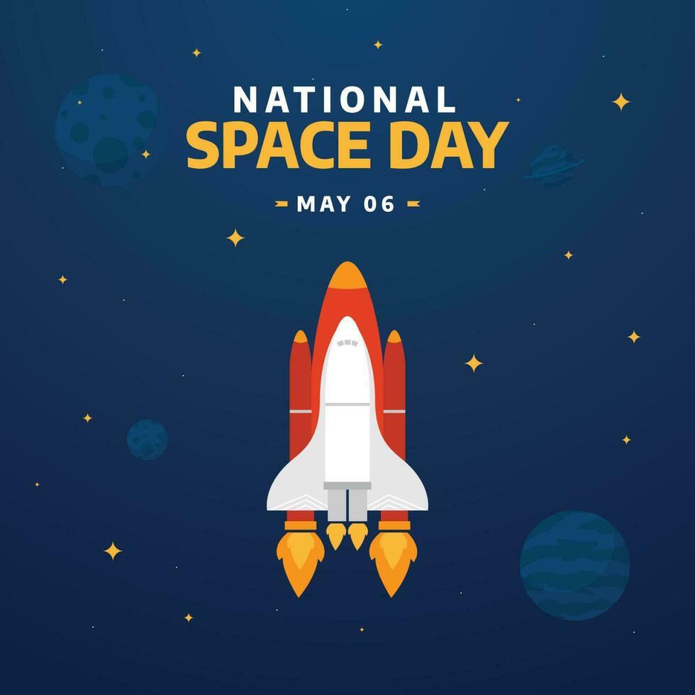 national space day celebration design template. space vector scene with