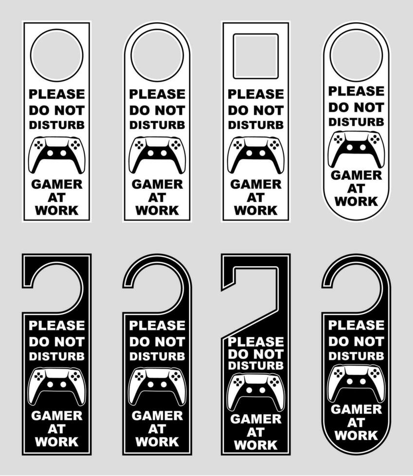 do not disturb handle knob door hanger tags gamer in work signage labels hand signs card prohibition vector