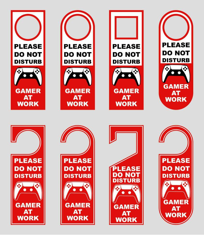 do not disturb handle knob tags gamer at work signage controller game prohibition door hanger printable card vector