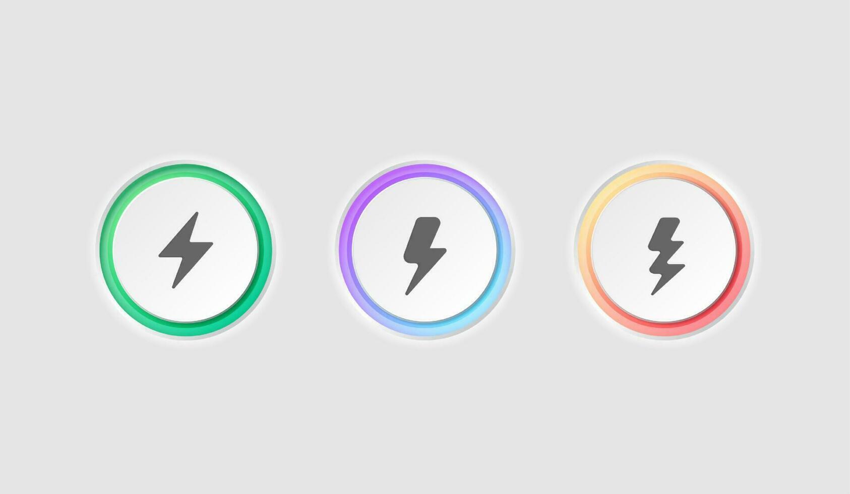 Electric power symbol, lightning bolt sign in the circle, power icon set. power charging energy sign for website, mobile app. vector design.