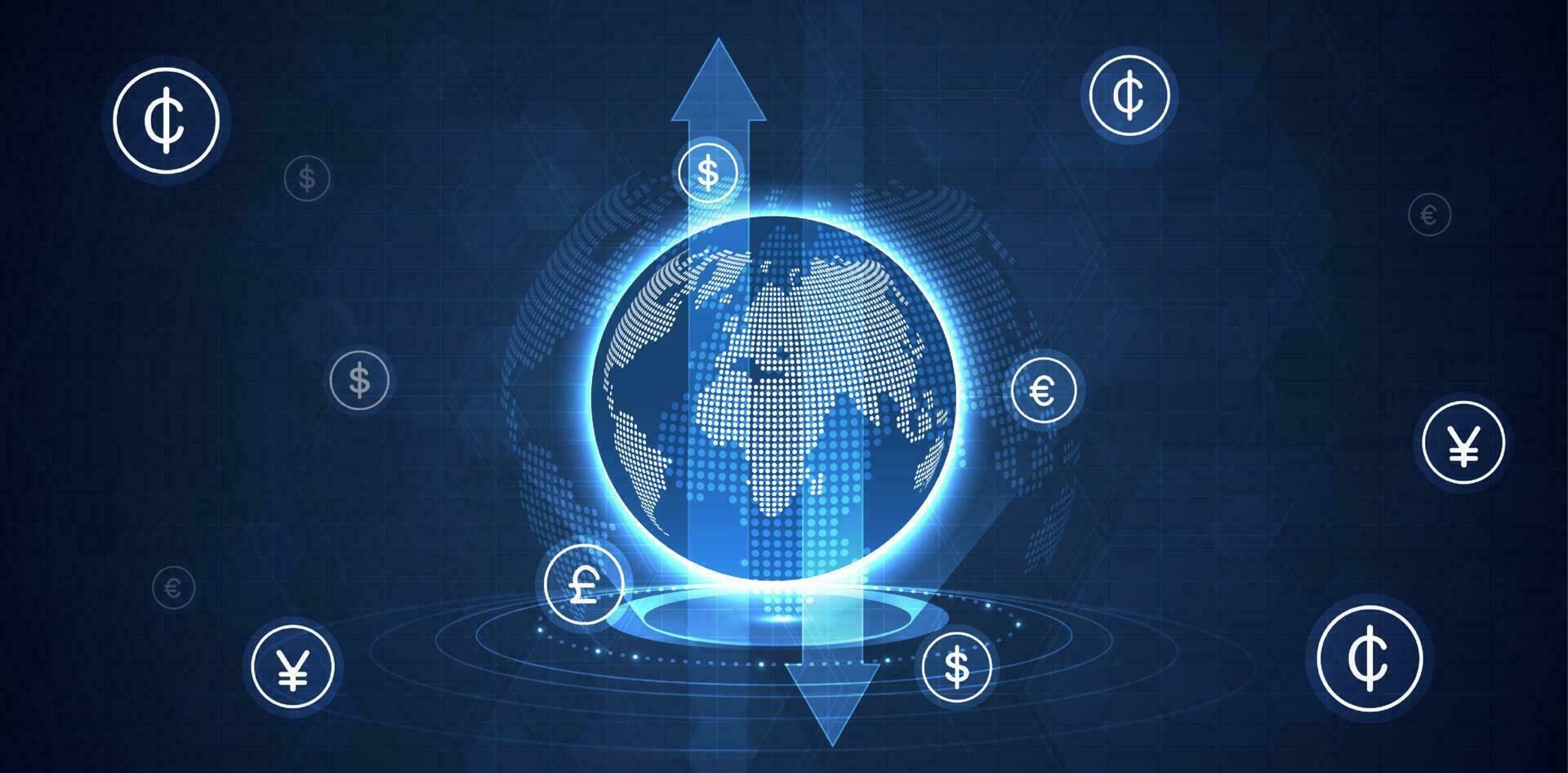 Money transaction technology concept. global network connection. money transfer. foreign exchange. payment mechanism. global currency and technology transactions. vector design.