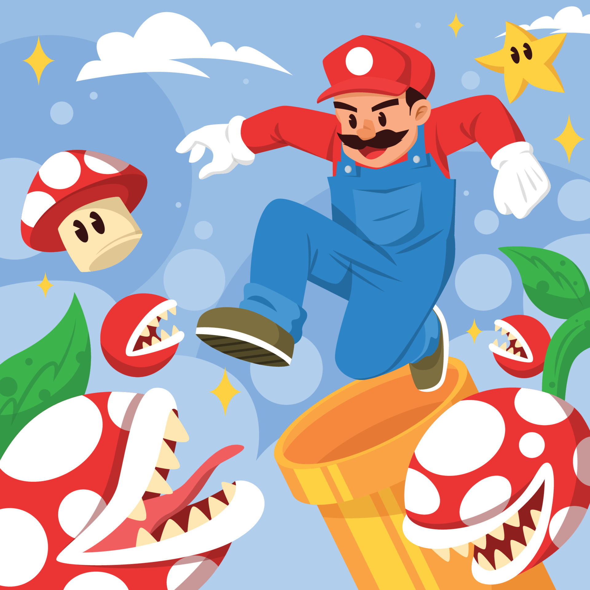 Plumber Fighting Piranha Plants 23221177 Vector Art at Vecteezy