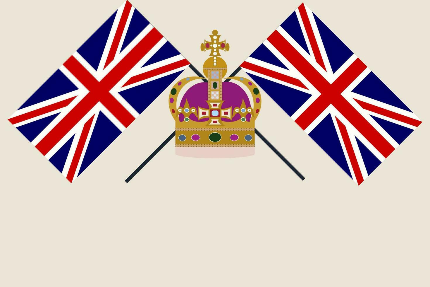Coronation crown king UK celebration UK Union Jack flag background vector illustration party