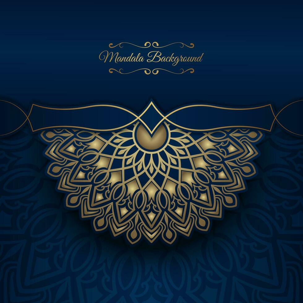 luxury mandala background, blue and gold, design vector