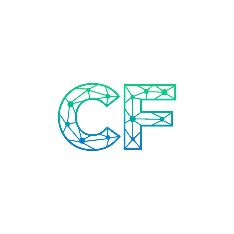 Abstract letter CF logo design with line dot connection for technology and digital business company. vector