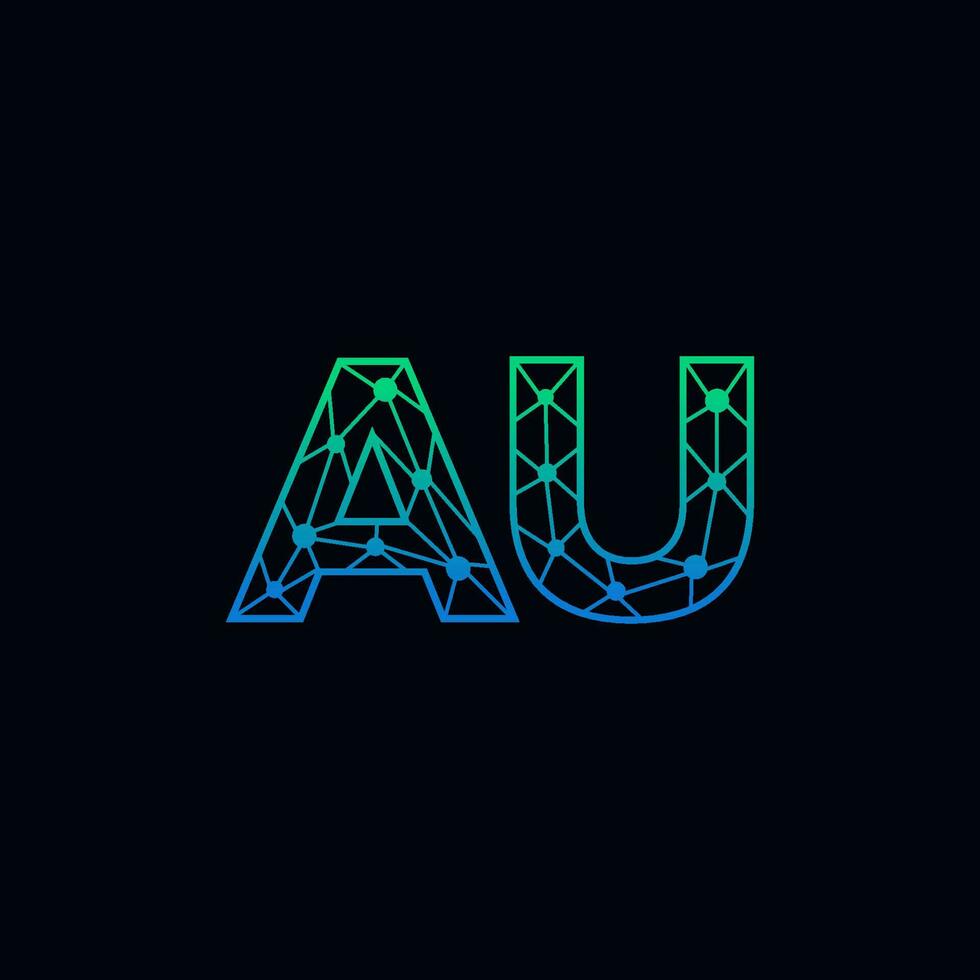 Abstract letter AU  logo design with line dot connection for technology and digital business company. vector