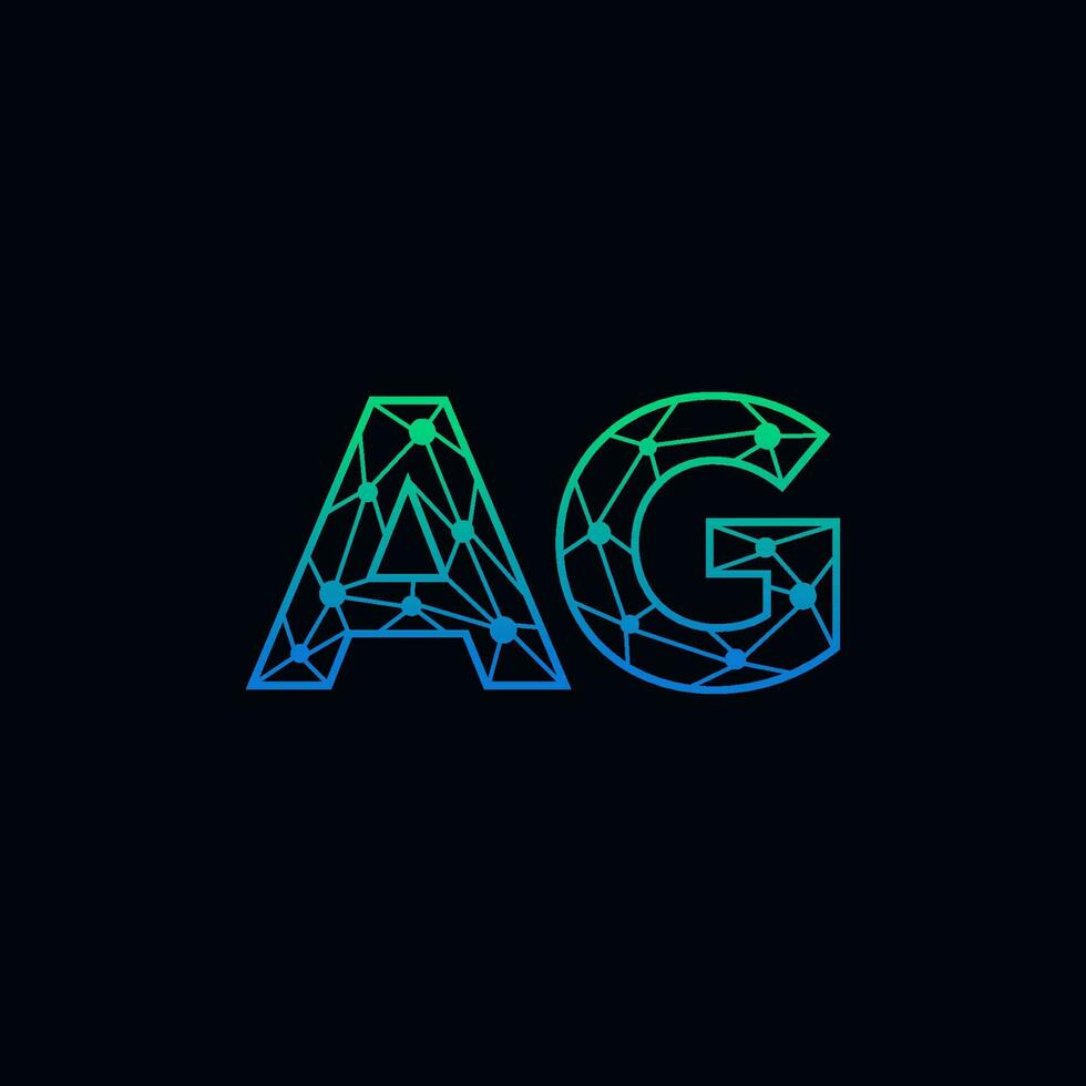 Abstract letter AG logo design with line dot connection for technology and digital business company. vector