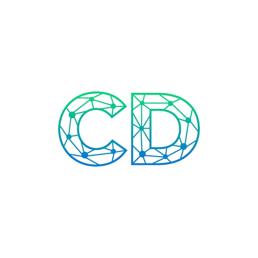 Abstract letter CD logo design with line dot connection for technology and digital business company. vector