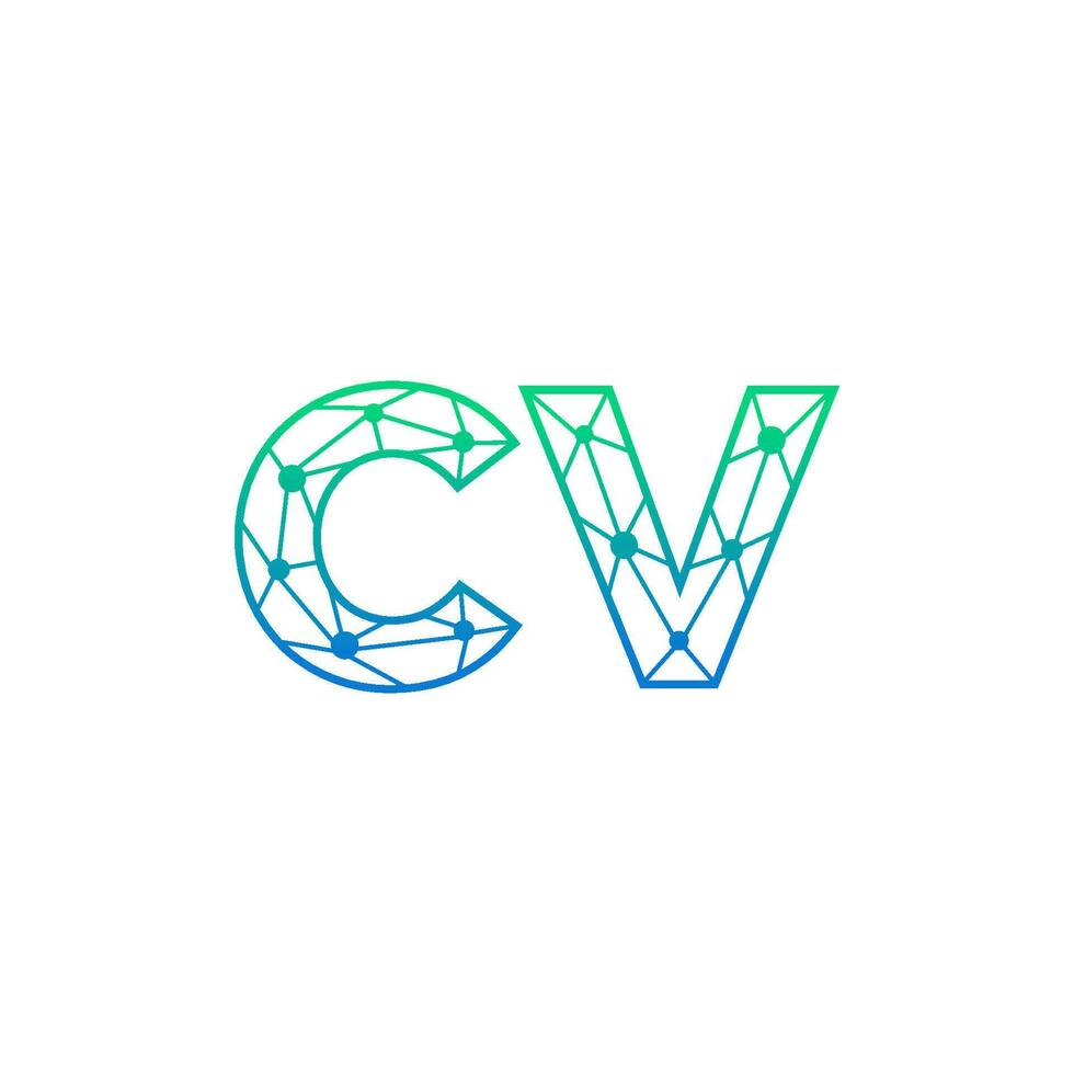 Abstract letter CV logo design with line dot connection for technology and digital business company. vector