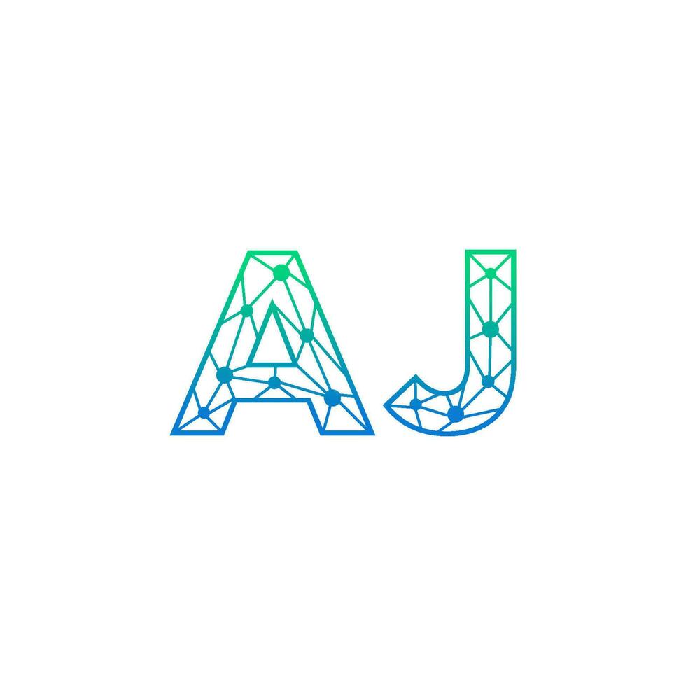 resumen letra aj logo diseño con línea punto conexión para tecnología y digital negocio compañía. vector