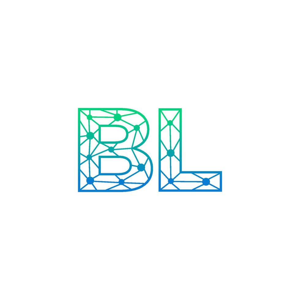 Abstract letter BL logo design with line dot connection for technology and digital business company. vector