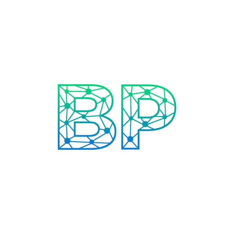 Abstract letter BP logo design with line dot connection for technology and digital business company. vector